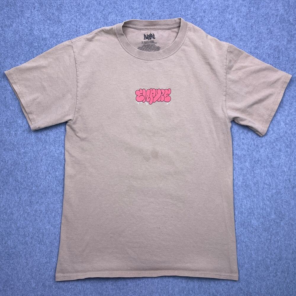empyre alley cat t-shirt brown cotton short sleeve tee mens small